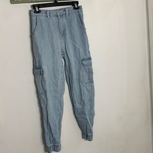 Adika light blue wash taped leg jogger cargo jeans medium Streetwear medium
